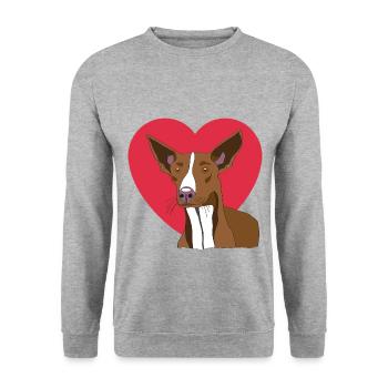 Podenco avec coeur - Sweat-shirt Unisexe - gris chiné - Devant - Alina (178cm) & Michal (187cm)