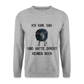 Schaf - Ich kam sah und hatte keinen Bock mehr - Unisex Pullover - Weißgrau meliert - Vorne - Alina (178cm) & Michal (187cm)