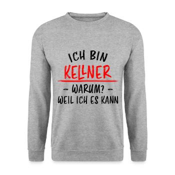 Kellner Lustige Spruch Service Restaurant Geschenk - Unisex Pullover - Weißgrau meliert - Vorne - Alina (178cm) & Michal (187cm)