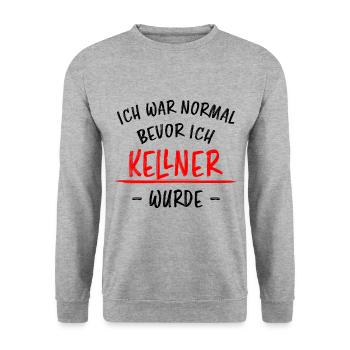 Kellner Lustige Spruch Service Restaurant Geschenk - Unisex Pullover - Weißgrau meliert - Vorne - Alina (178cm) & Michal (187cm)