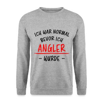 Angler Fisch Hobby Angeln Fische Fun Meer Geschenk - Unisex Pullover - Weißgrau meliert - Vorne - Alina (178cm) & Michal (187cm)