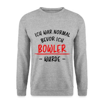Bowling Lustiger Spruch Bowler Sprüche Geschenk - Unisex Pullover - Weißgrau meliert - Vorne - Alina (178cm) & Michal (187cm)