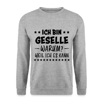 Geselle Lustiger Spruch Gesellenprüfung Geschenk - Unisex Pullover - Weißgrau meliert - Vorne - Alina (178cm) & Michal (187cm)