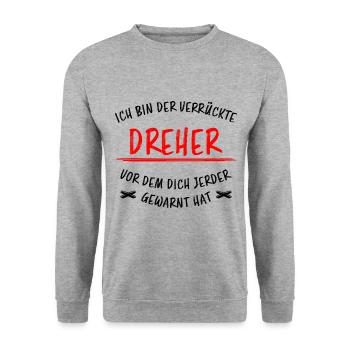 Dreher Lustiger Spruch Job Drehmaschinen Geschenk - Unisex Pullover - Weißgrau meliert - Vorne - Alina (178cm) & Michal (187cm)