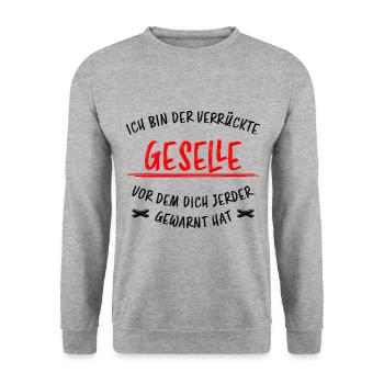 Geselle Lustiger Spruch Gesellenprüfung Geschenk - Unisex Pullover - Weißgrau meliert - Vorne - Alina (178cm) & Michal (187cm)