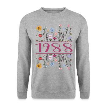 1988 Legendär Seit 1988 Geburtstag 1988 Frauen - Unisex Pullover - Weißgrau meliert - Vorne - Alina (178cm) & Michal (187cm)