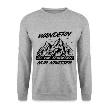 Wandern Spruch Trekking Fun Wanderfreunde Geschenk - Unisex Pullover - Weißgrau meliert - Vorne - Alina (178cm) & Michal (187cm)
