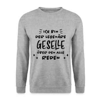 Geselle Lustiger Spruch Gesellenprüfung Geschenk - Unisex Pullover - Weißgrau meliert - Vorne - Alina (178cm) & Michal (187cm)