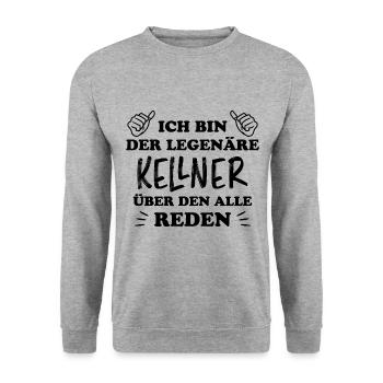 Kellner Lustige Spruch Service Restaurant Geschenk - Unisex Pullover - Weißgrau meliert - Vorne - Alina (178cm) & Michal (187cm)