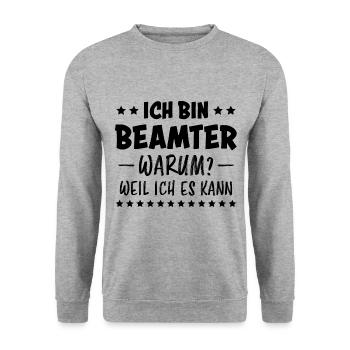 Beamter Lustiger Spruch Verbeamtung Büro Geschenk - Unisex Pullover - Weißgrau meliert - Vorne - Alina (178cm) & Michal (187cm)