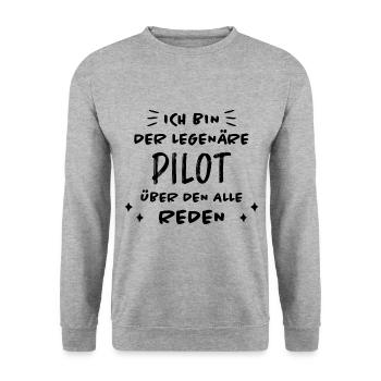 Pilot Lustige Spruch Flug Flugsport Pilot Geschenk - Unisex Pullover - Weißgrau meliert - Vorne - Alina (178cm) & Michal (187cm)
