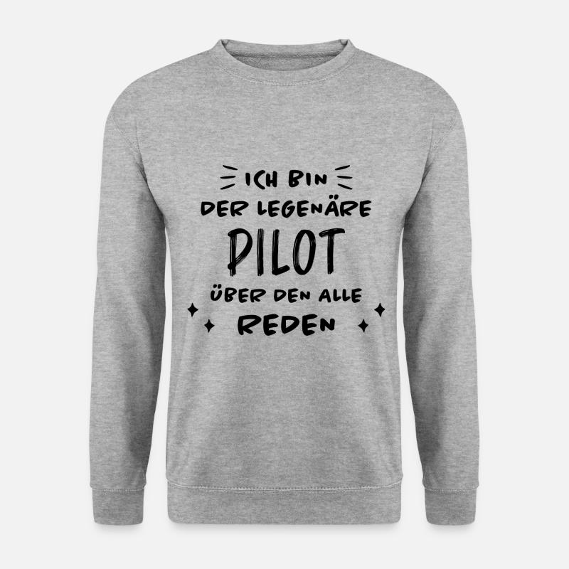 Pilot Lustige Spruch Flug Flugsport Pilot Geschenk - Unisex Pullover - Weißgrau meliert