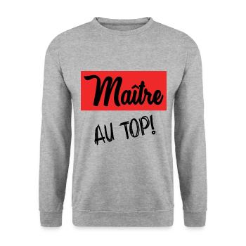 MASTER. MASTER. THANK YOU. THANK YOU MASTER - Unisex Sweatshirt - salt & pepper - Front - Alina (178cm) & Michal (187cm)
