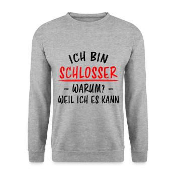 Schlosser Beruf Lustiger Spruch Schloss Geschenk - Unisex Pullover - Weißgrau meliert - Vorne - Alina (178cm) & Michal (187cm)
