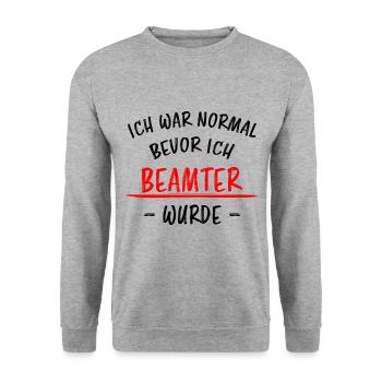 Beamter Lustiger Spruch Verbeamtung Büro Geschenk - Unisex Pullover - Weißgrau meliert - Vorne - Alina (178cm) & Michal (187cm)