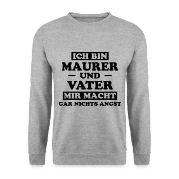 Maurer Lustiger Spruch Baustelle Maurer Geschenk - Unisex Pullover - Weißgrau meliert - Vorne - Alina (178cm) & Michal (187cm)