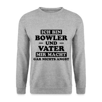 Bowling Spruch Bowlingspieler Fun Bowler Geschenk - Unisex Pullover - Weißgrau meliert - Vorne - Alina (178cm) & Michal (187cm)