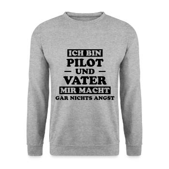 Pilot Spruch Flug Flugsport Witz Piloten Geschenk - Unisex Pullover - Weißgrau meliert - Vorne - Alina (178cm) & Michal (187cm)