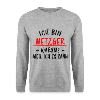 Metzger Beruf Lustiger Spruch Fleischer Geschenk - Unisex Pullover - Weißgrau meliert - Vorne - Alina (178cm) & Michal (187cm)