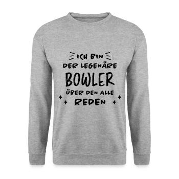 Bowling Spruch Bowlingspieler Fun Bowler Geschenk - Unisex Pullover - Weißgrau meliert - Vorne - Alina (178cm) & Michal (187cm)
