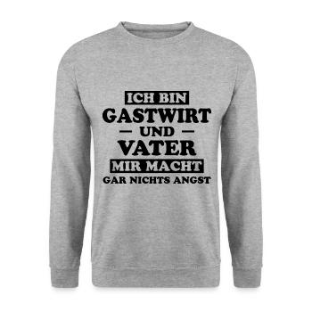 Gastwirt Fun Spruch Kneipe Wirt Gastwirt Geschenk - Unisex Pullover - Weißgrau meliert - Vorne - Alina (178cm) & Michal (187cm)