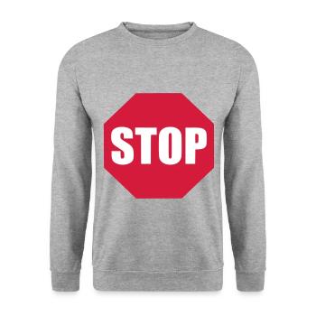 Stop sign - Unisex Sweatshirt - salt & pepper - Front - Alina (178cm) & Michal (187cm)