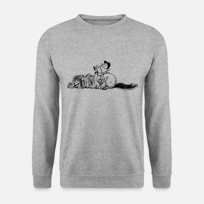 Thelwell Pony und Reiter schlafen - Unisex Pullover - Weißgrau meliert