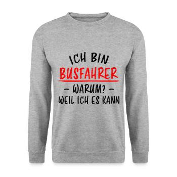 Busfahrer Beruf Lustiger Spruch Linienbus Geschenk - Unisex Pullover - Weißgrau meliert - Vorne - Alina (178cm) & Michal (187cm)