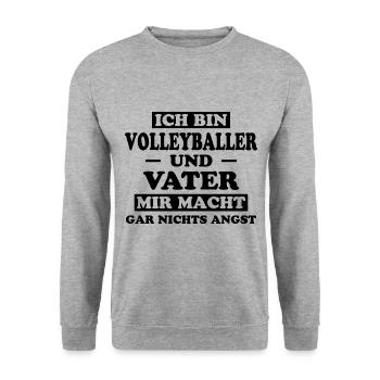 Volleyball Lustige Spruch Beachvolleyball Geschenk - Unisex Pullover - Weißgrau meliert - Vorne - Alina (178cm) & Michal (187cm)