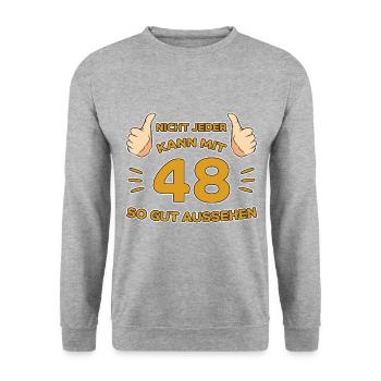 48. Geburtstag Geschenk 48 Jahre Jahrgang Geschenk - Unisex Pullover - Weißgrau meliert - Vorne - Alina (178cm) & Michal (187cm)