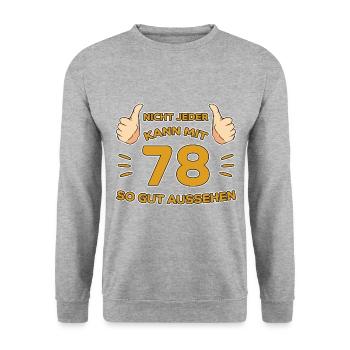 78. Geburtstag Geschenk 78 Jahre Jahrgang Geschenk - Unisex Pullover - Weißgrau meliert - Vorne - Alina (178cm) & Michal (187cm)