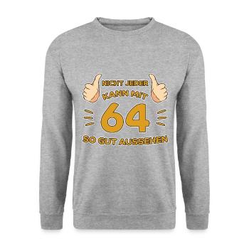 64. Geburtstag Geschenk 64 Jahre Jahrgang Geschenk - Unisex Pullover - Weißgrau meliert - Vorne - Alina (178cm) & Michal (187cm)
