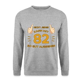 82. Geburtstag Geschenk 82 Jahre Jahrgang Geschenk - Unisex Pullover - Weißgrau meliert - Vorne - Alina (178cm) & Michal (187cm)