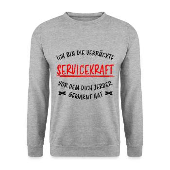 Servicekraft Dienstleistung Lustig Spruch Geschenk - Unisex Pullover - Weißgrau meliert - Vorne - Alina (178cm) & Michal (187cm)