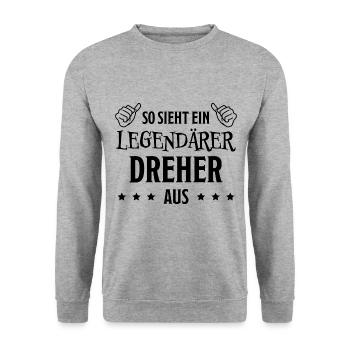 Dreher Fun Spruch Drehmaschinen Dreher Geschenk - Unisex Pullover - Weißgrau meliert - Vorne - Alina (178cm) & Michal (187cm)