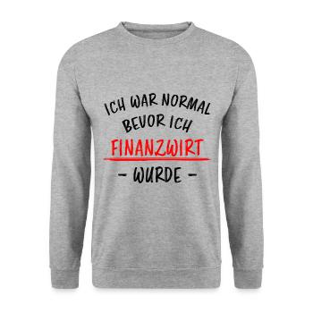 Finanzwirt Lustiger Spruch Büro Beamter Geschenk - Unisex Pullover - Weißgrau meliert - Vorne - Alina (178cm) & Michal (187cm)
