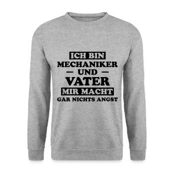 Mechaniker Spruch Vater Lustig Mechaniker Geschenk - Unisex Pullover - Weißgrau meliert - Vorne - Alina (178cm) & Michal (187cm)