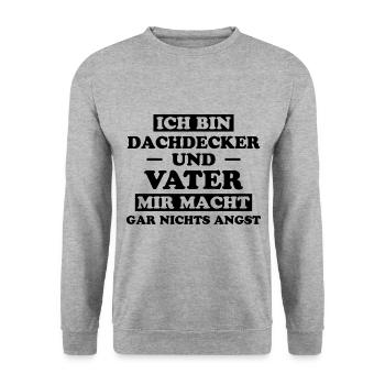 Dachdecker Handwerker Spruch Dachdecker Geschenk - Unisex Pullover - Weißgrau meliert - Vorne - Alina (178cm) & Michal (187cm)