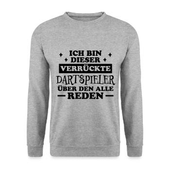 Dartspieler Witz Spruch Darts Dartpfeil Geschenk - Unisex Pullover - Weißgrau meliert - Vorne - Alina (178cm) & Michal (187cm)