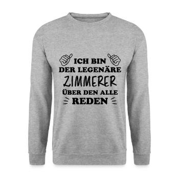 Zimmerer Lustiger Spruch Fun Zimmermann Geschenk - Unisex Pullover - Weißgrau meliert - Vorne - Alina (178cm) & Michal (187cm)