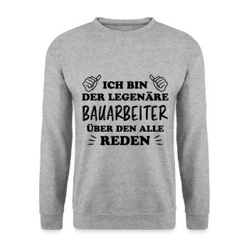 Bauarbeiter Lustiger Spruch Baustelle Job Geschenk - Unisex Pullover - Weißgrau meliert - Vorne - Alina (178cm) & Michal (187cm)