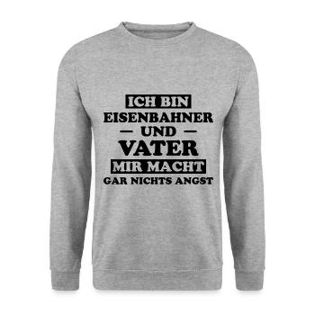 Eisenbahner Spruch Eisenbahn Lokführer Geschenk - Unisex Pullover - Weißgrau meliert - Vorne - Alina (178cm) & Michal (187cm)