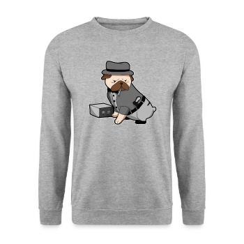 Chien Bulldogge Mops chien policier commissaire cadeau - Sweat-shirt Unisexe - gris chiné - Devant - Alina (178cm) & Michal (187cm)