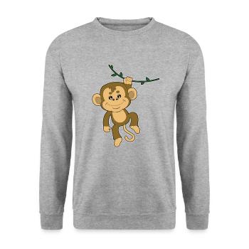 Monkey Monkey Orang Utan Gorilla Chimp Baboon - Unisex Sweatshirt - salt & pepper - Front - Alina (178cm) & Michal (187cm)