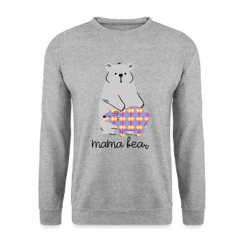 Mama Bear Autism Awareness Autism Superhero - Unisex Pullover - Weißgrau meliert - Vorne - Alina (178cm) & Michal (187cm)
