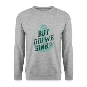 But Did We Sink? Motor Boating Captain - Unisex Pullover - Weißgrau meliert - Vorne - Alina (178cm) & Michal (187cm)