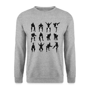 Sumo Kämpfer Wrestler - Unisex Pullover - Weißgrau meliert - Vorne - Alina (178cm) & Michal (187cm)