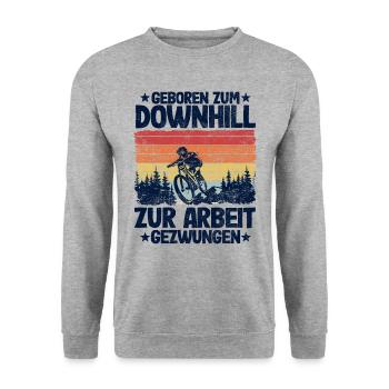 Downhill Gift Father's Day Dad Funny MTB Saying - Unisex Sweatshirt - salt & pepper - Front - Alina (178cm) & Michal (187cm)