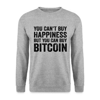 You Can't Buy Happiness Funny Bitcoin Quote BTC - Unisex Sweatshirt - salt & pepper - Front - Alina (178cm) & Michal (187cm)