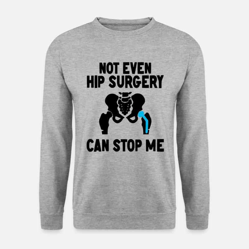 Genesung Neue Hüfte Hüft OP Operation Spruch - Unisex Pullover - Weißgrau meliert